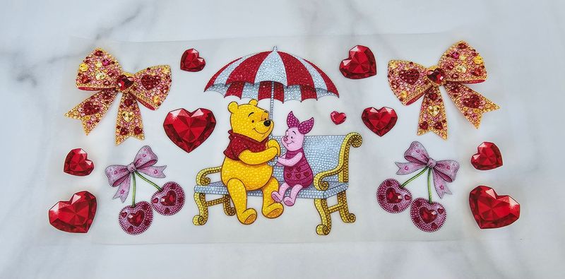 Double Sided Uv Dtf Wrap - Pooh &amp; Piglet Umbrella