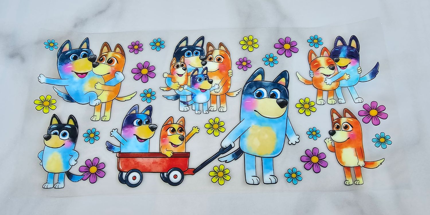 Double Sided Uv Dtf Wrap - Bluey Family