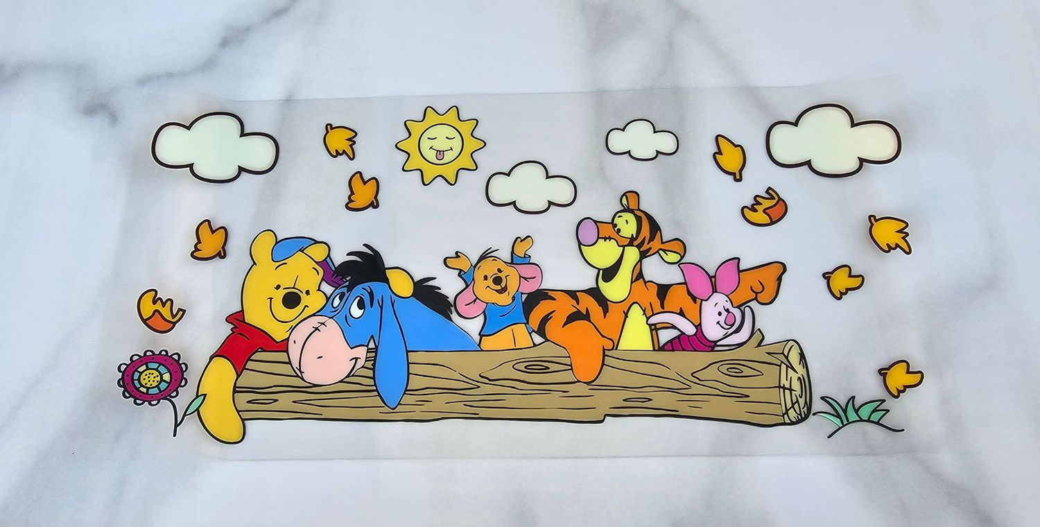 Double Sided Uv Dtf Wrap - Pooh &amp; Friends Log