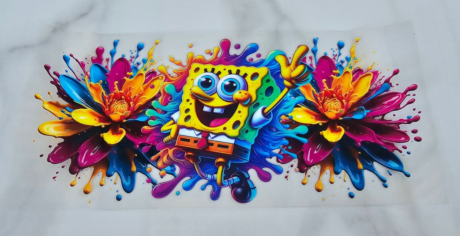 Double Sided Uv Dtf Wrap - Spongebob Colour Splash