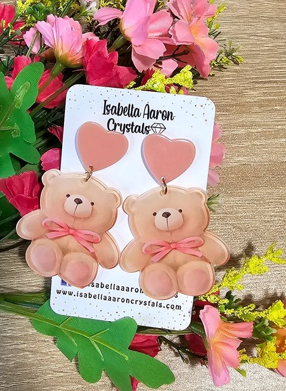 Big Teddy Bear Acrylic Earrings