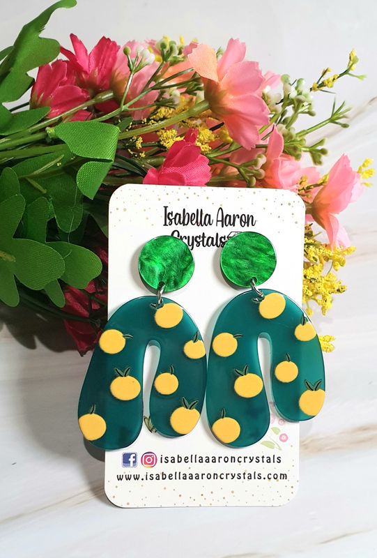 Green &amp; Yellow Arch Acrylic Earrings