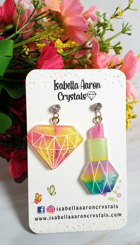 Diamond Lipstick Acrylic Earrings
