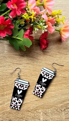Big Coffee Acrylic Earrings