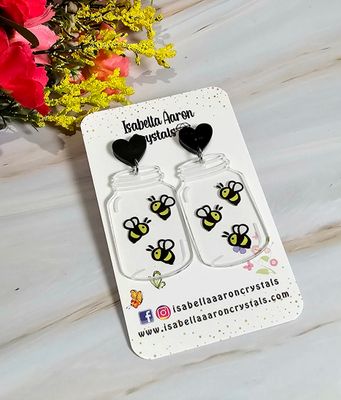 Bees Bottle Acrylic Earrings