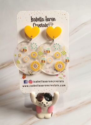 Garden Bees Acrylic Earrings