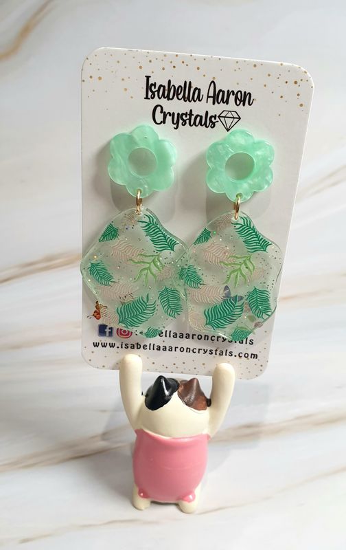 Light Green Leaf Acrylic Earrings
