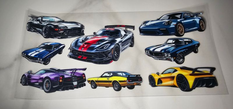 Double Sided Uv Dtf Wrap - Mix Cars #1