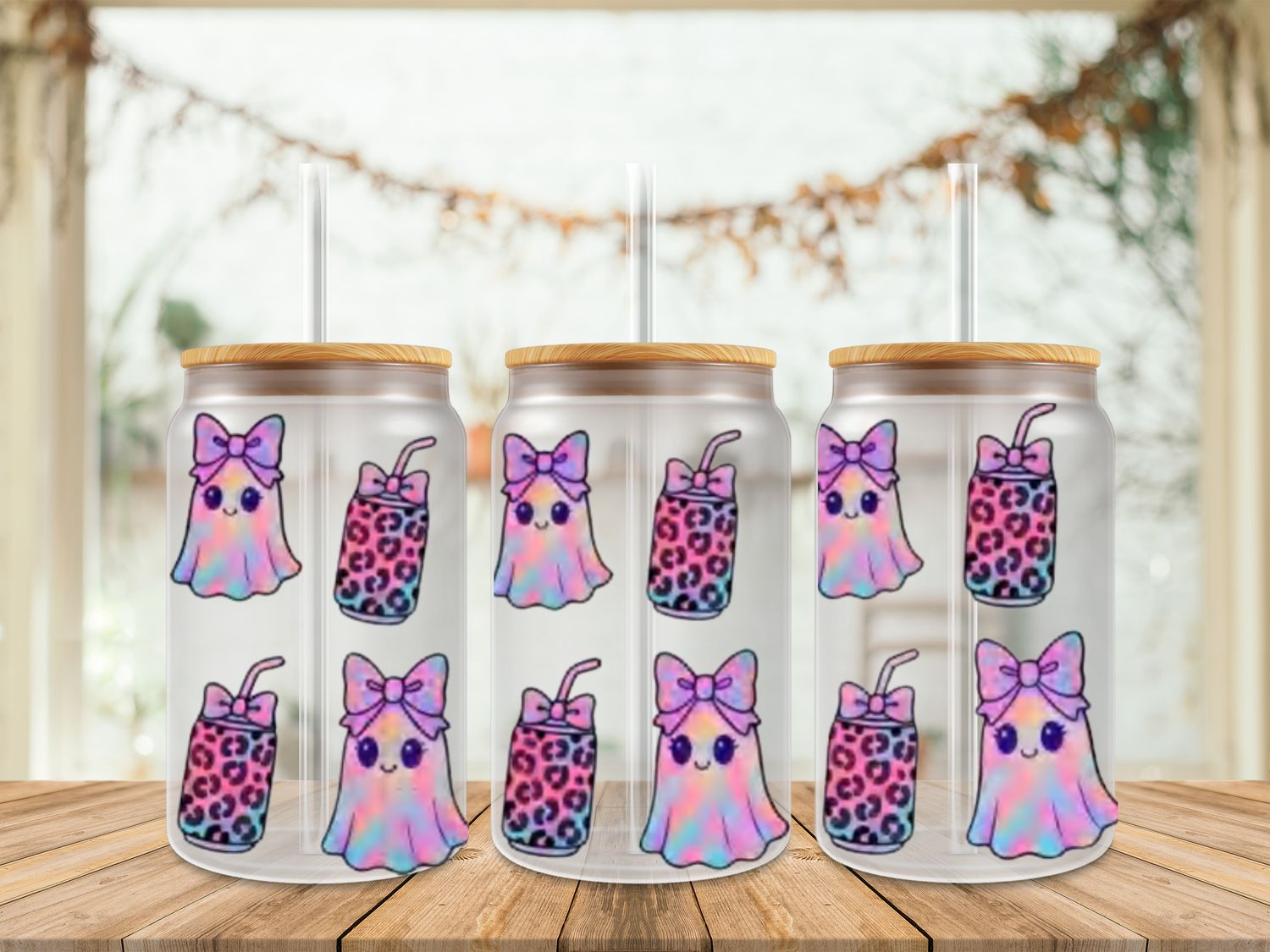 Double Sided Uv Dtf Wrap - Cutie Ghost &amp; Drinks