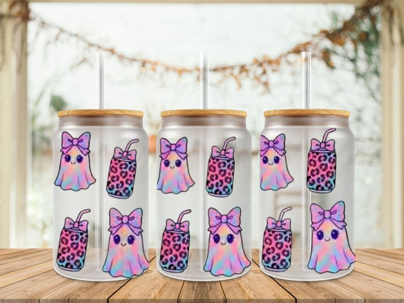 Double Sided Uv Dtf Wrap - Cutie Ghost &amp; Drinks