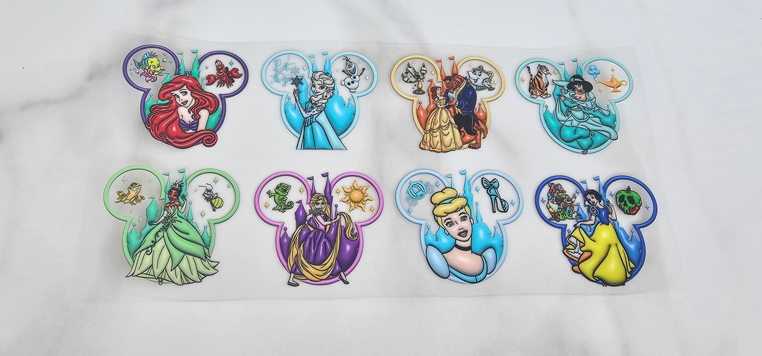 Double Sided Uv Dtf Wrap - Princess Mickey Head
