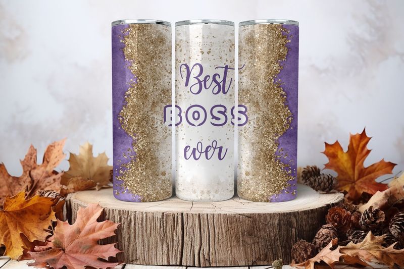 20oz Uv Dtf Wrap - Best Boss Ever Purple &amp; Gold