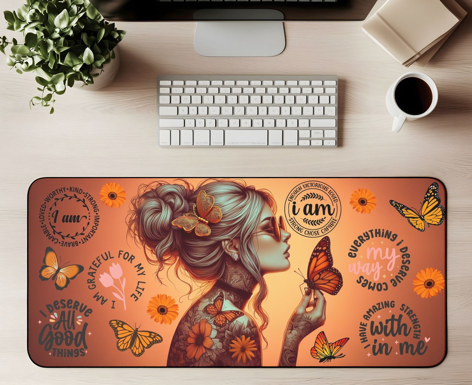 Large Desk Mat - Tattooed Girl Affirmations