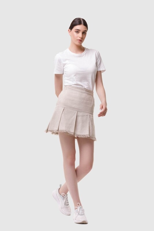 Hemp skirt with frills and fringe