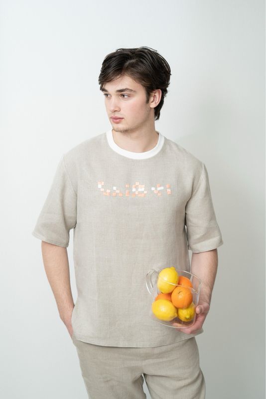 Oversize T-Shirt "Vilni" (Hemp, Hand-Embroidered)
