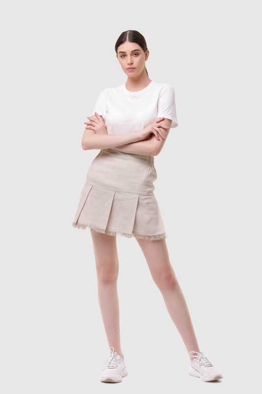 SLAVNA I Hemp skirt with frills and fringe