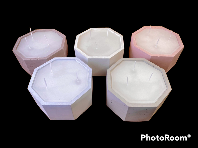 Kerze aus Beton Hexagon