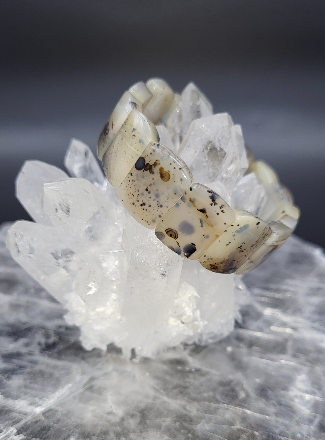DENDRITIC AGATE BRACELET, RECTANGLE 18mm BEADS