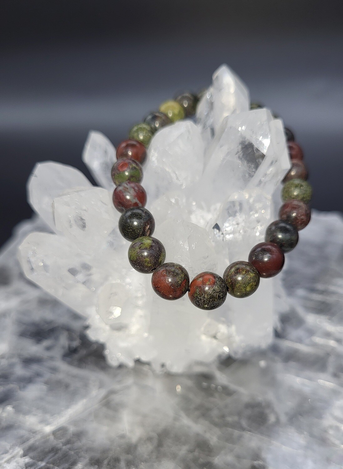 DRAGONS BLOOD JASPER BRACELET, ROUND 8mm BEADS