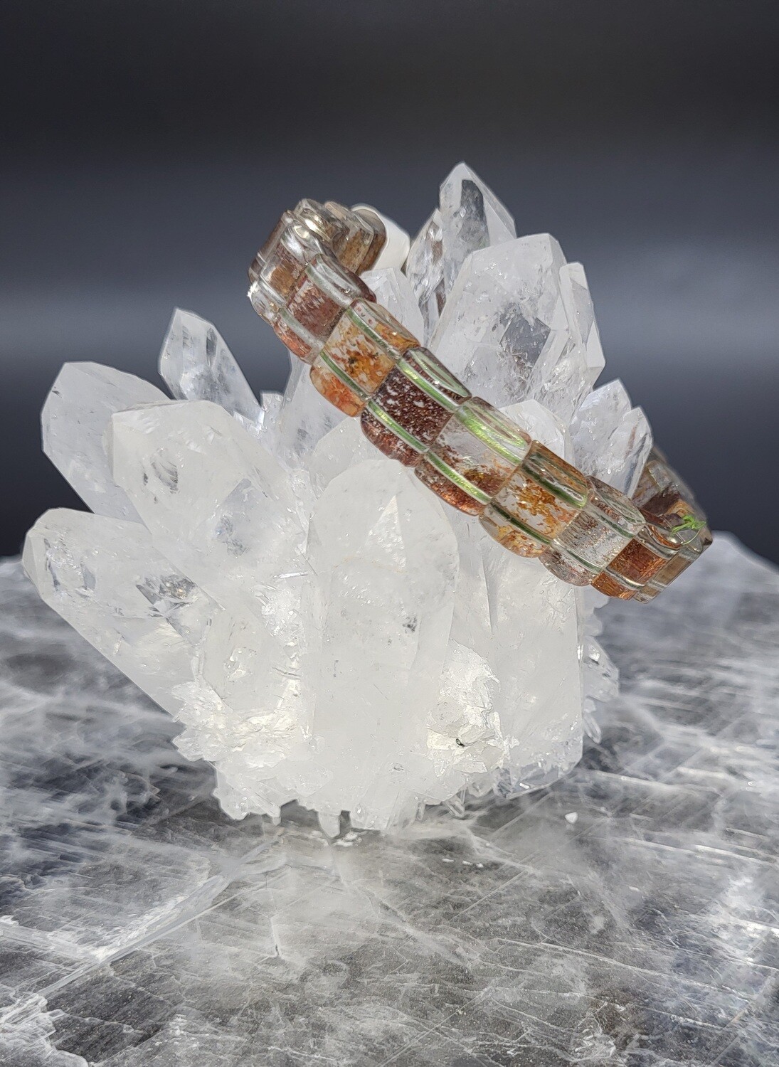 GARDEN QUARTZ BRACELETS, BEAD SIZE/SHAPE: 10mm SQUARE