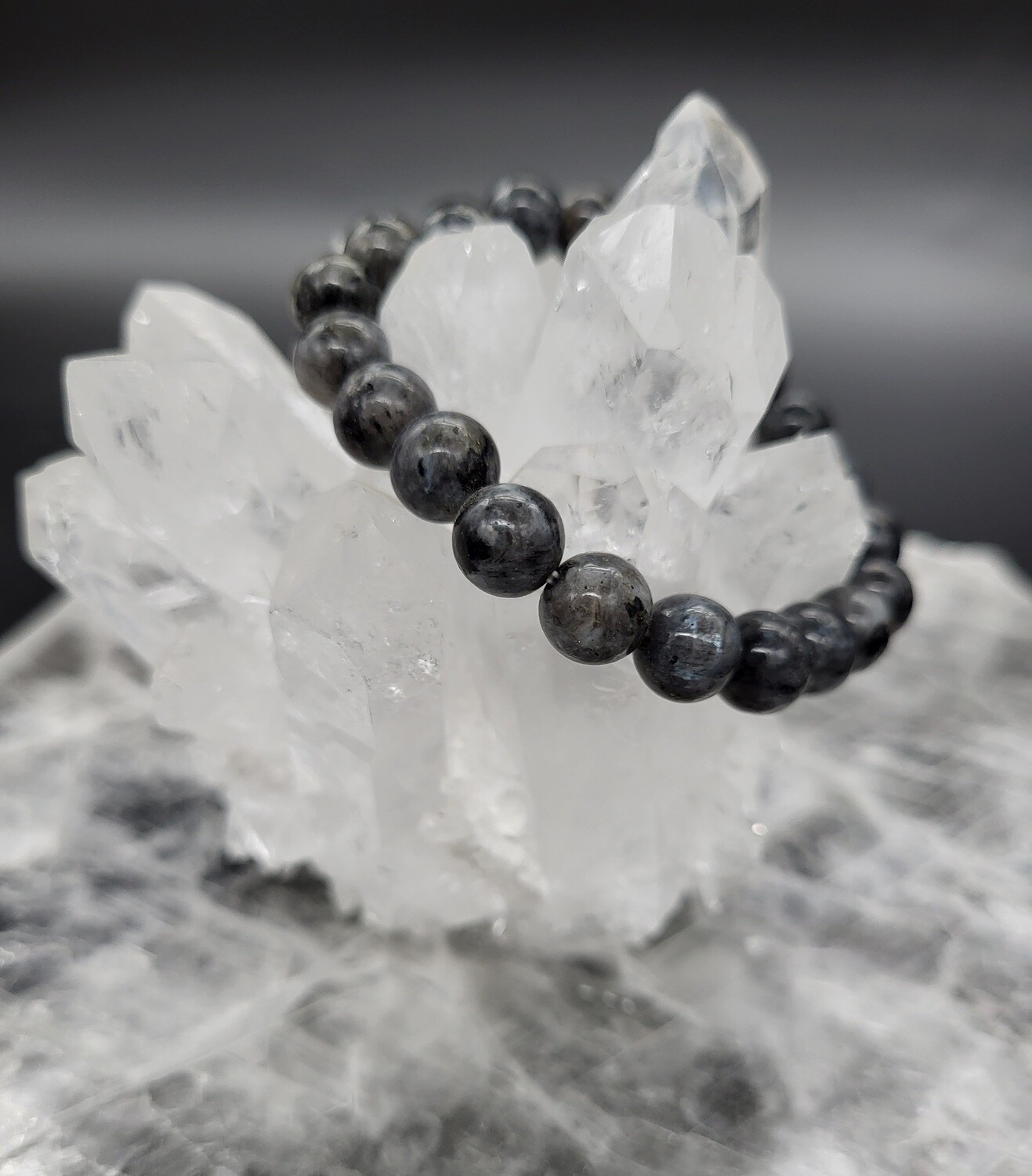 LARVIKITE BRACELET - ROUND 8.5mm BEADS