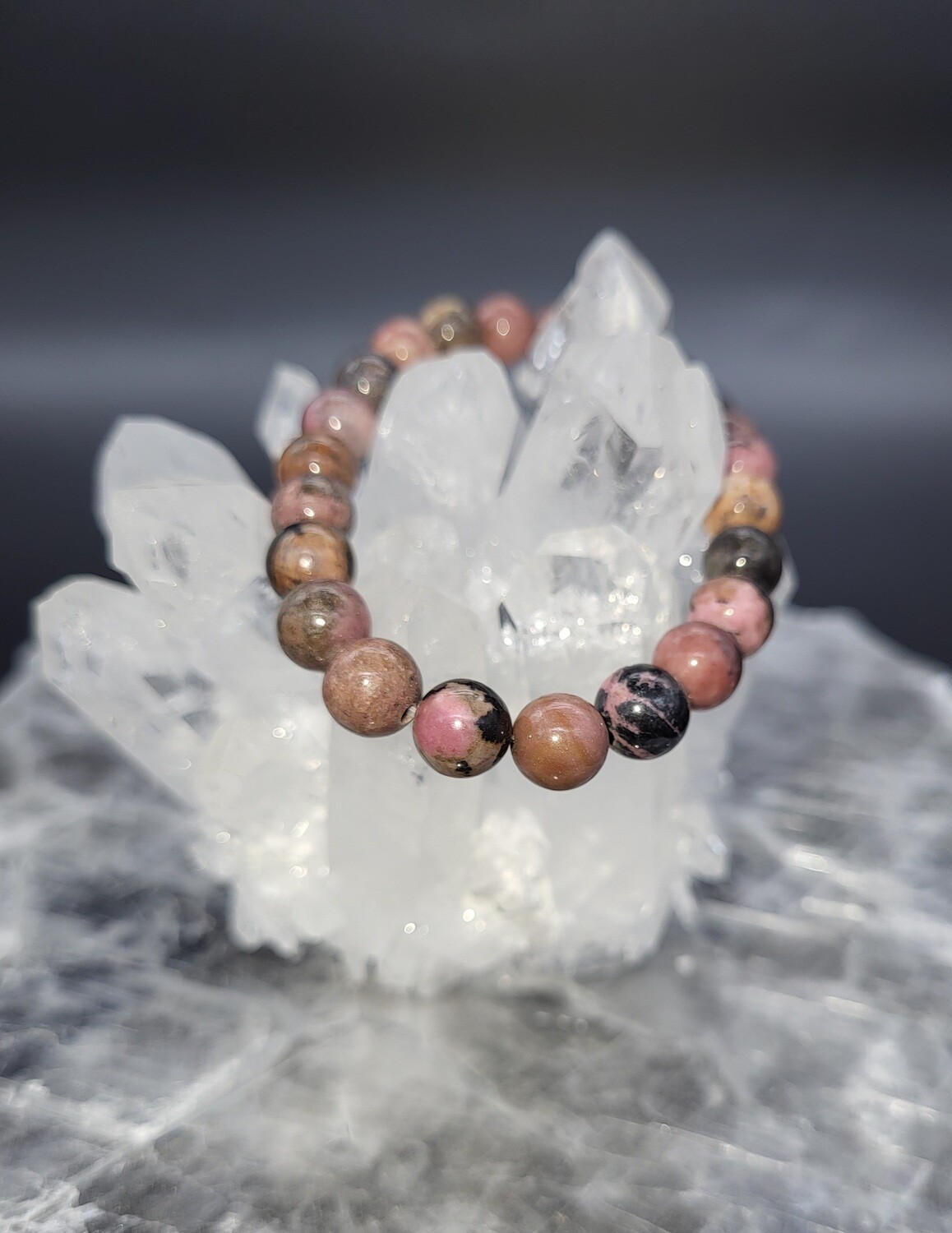 RHODONITE BRACELET - ROUND 8mm BEADS