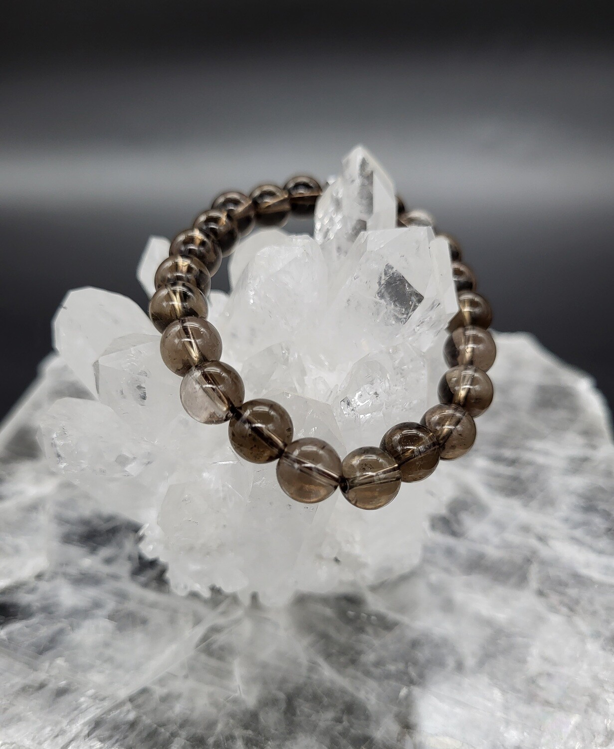 SMOKY QUARTZ BRACELET - ROUND 9.5mm BEADS