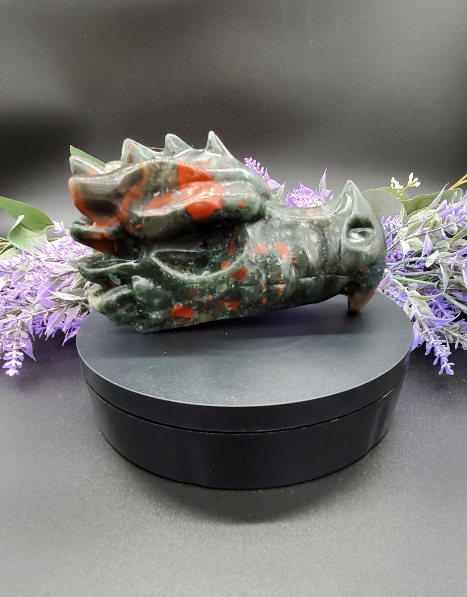 AFRICAN BLOODSTONE DRAGON HEAD - LG #1