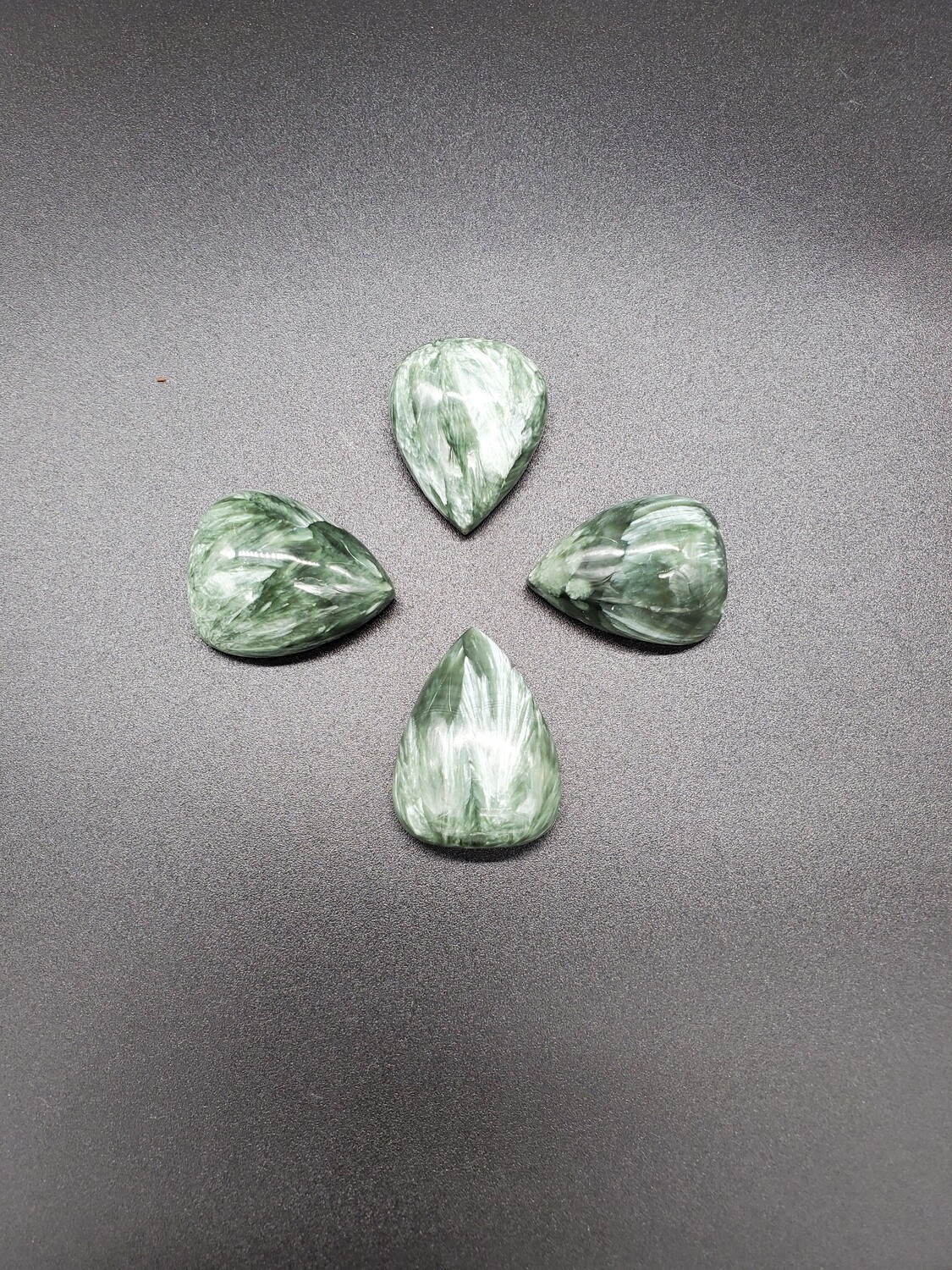SERAPHINITE TEAR DROP CABOCHONS