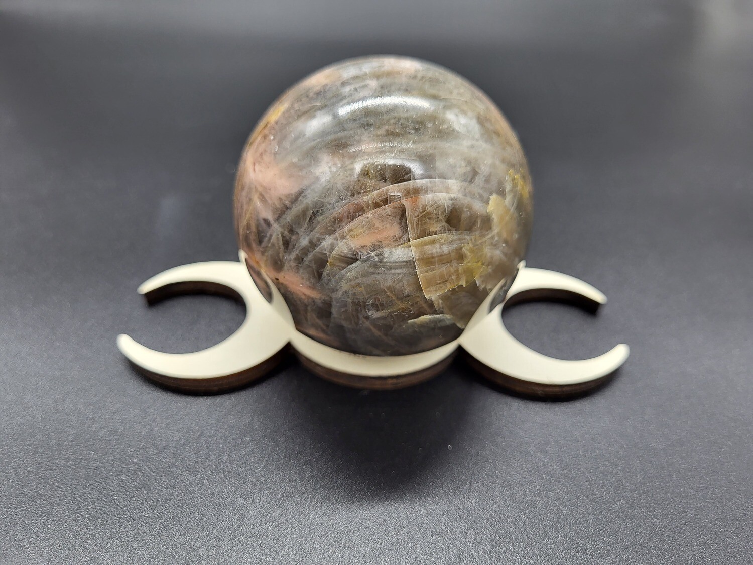 TRIPLE MOON WOODEN SPHERE STAND