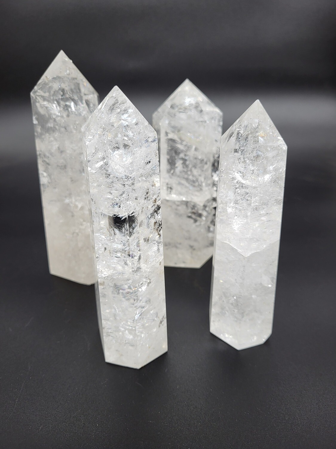 CLEAR QUARTZ TOWERS WITH RAINBOWS