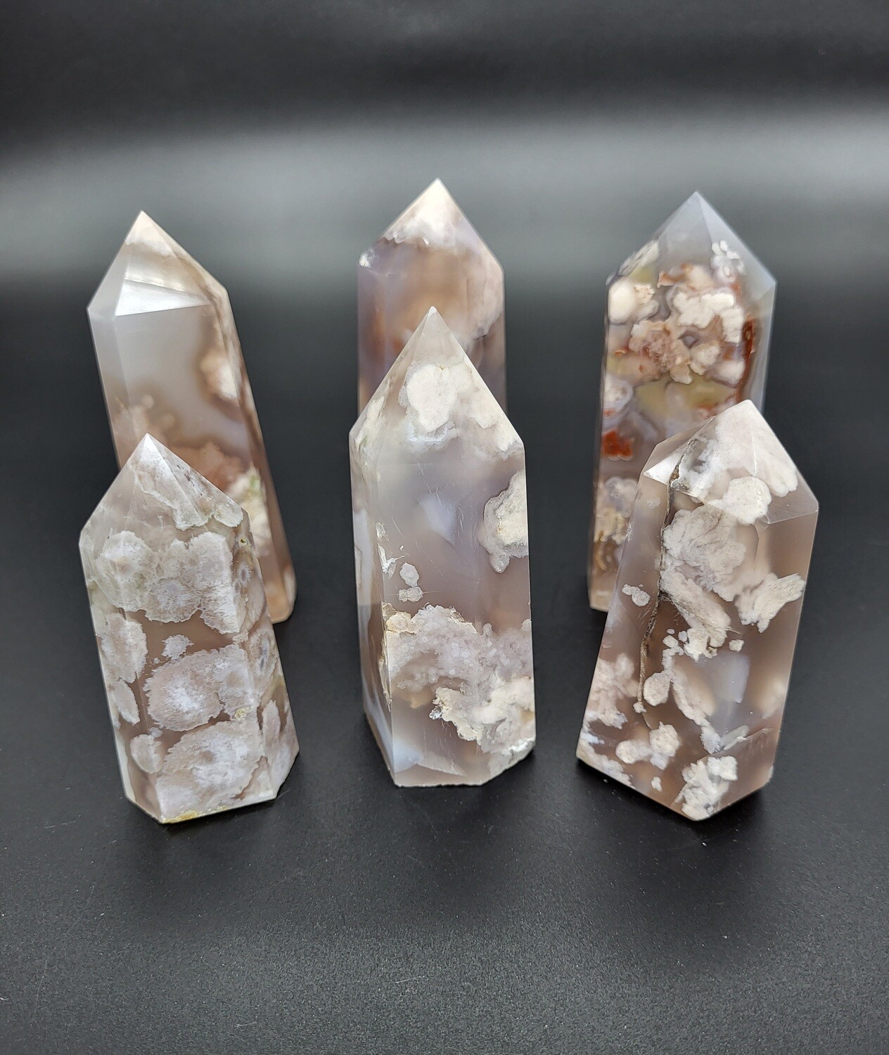 BLACK FLOWER AGATE TOWERS