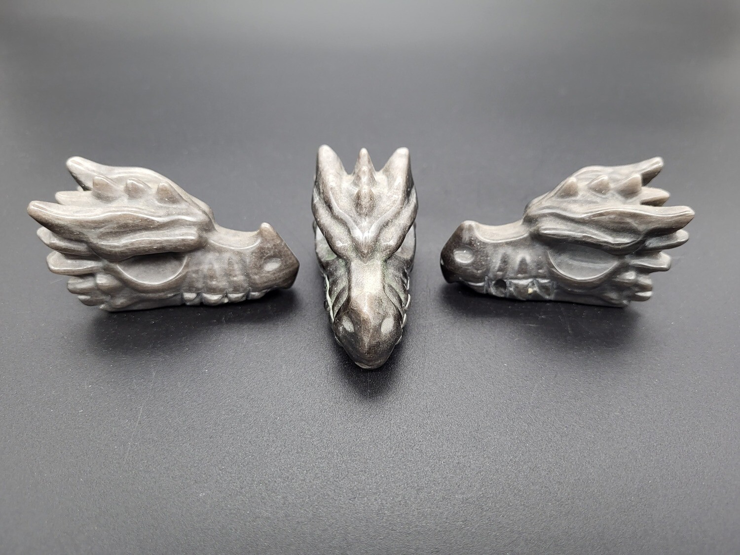 SILVER SHEEN OBSIDIAN DRAGON&#39;S HEAD