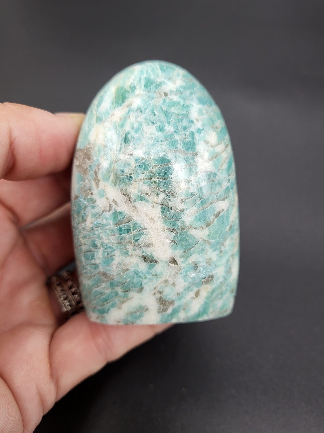 AMAZONITE WITH SMOKY QUARTZ FREEFORMS