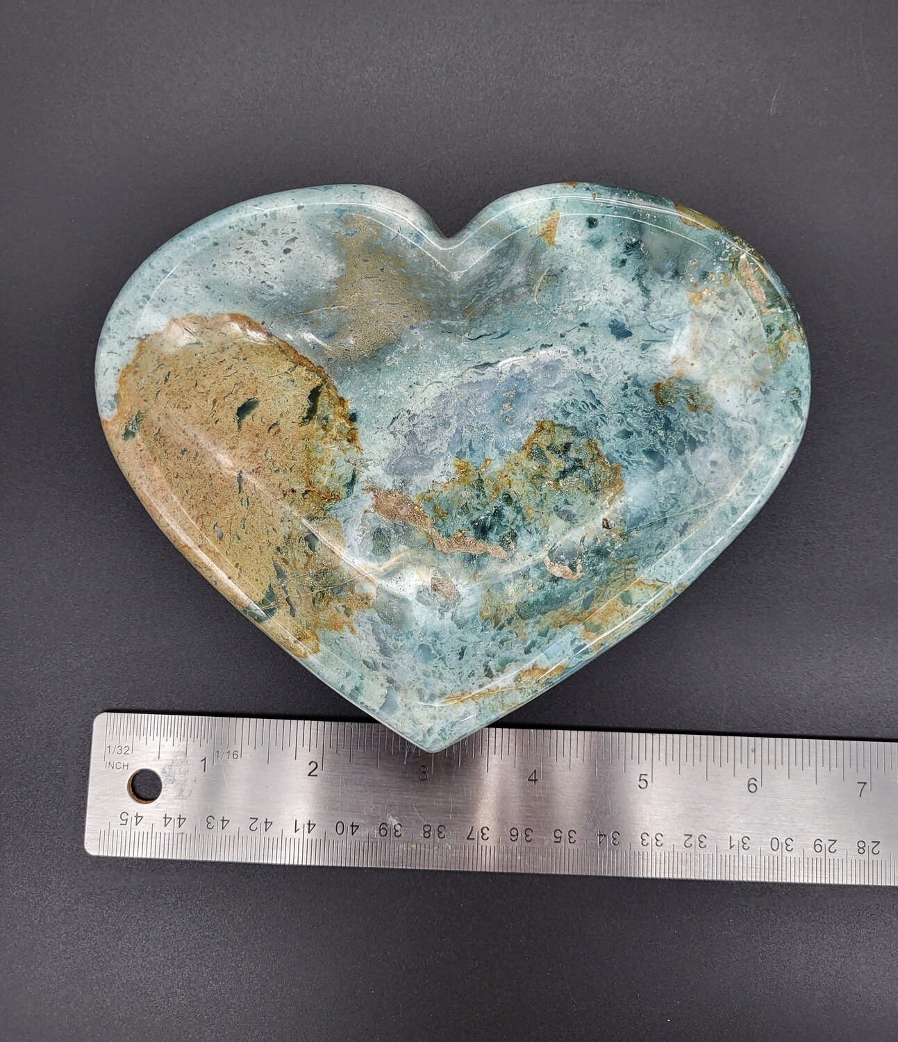 GREEN JASPER HEART BOWL