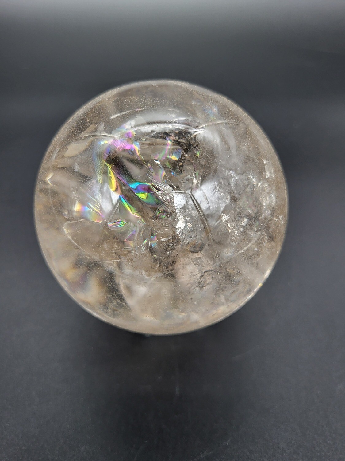 CLEAR QUARTZ SPHERE WITH RAINBOWS