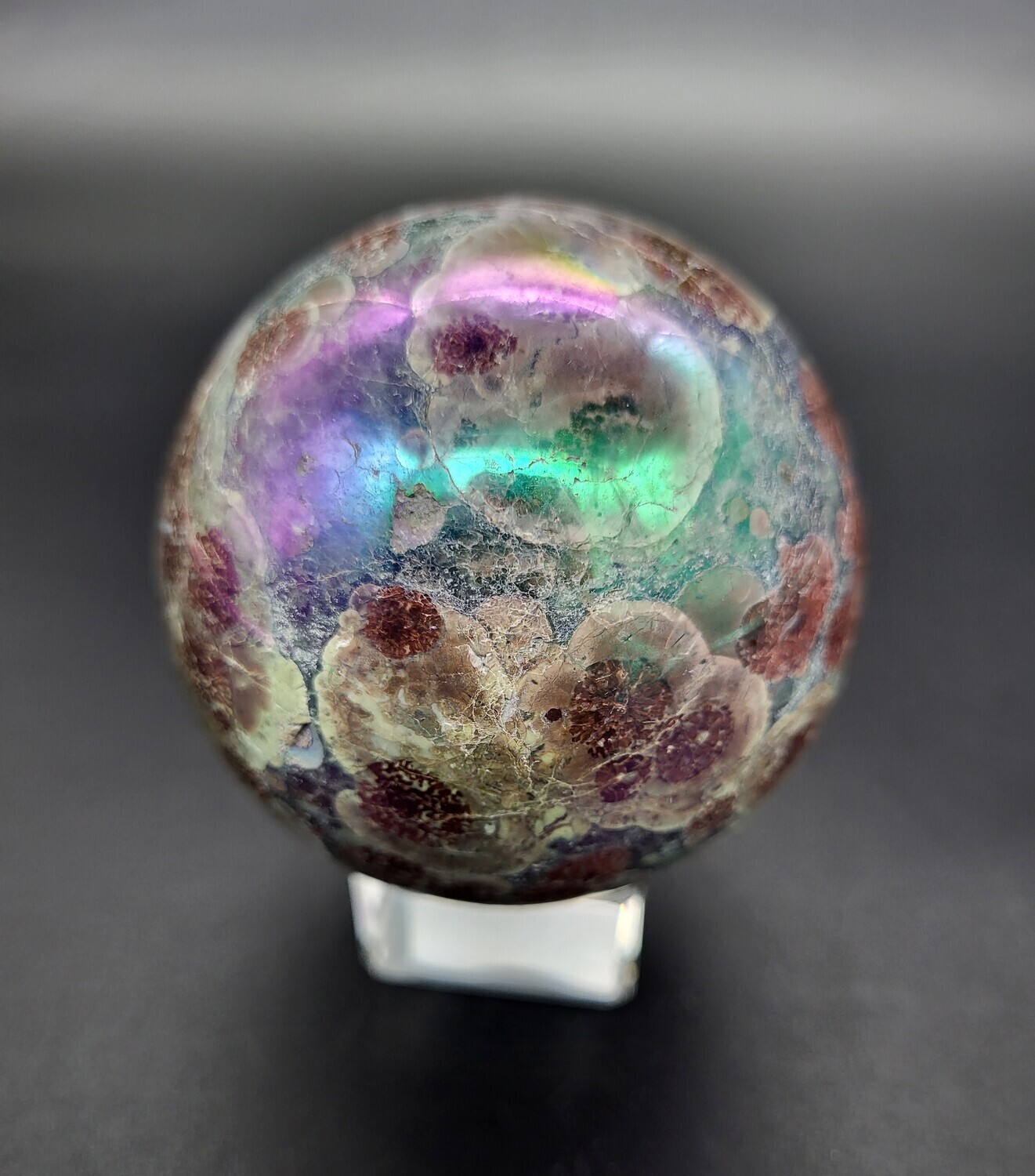 AURA COATED GREEN SAKURA JASPER SPHERES