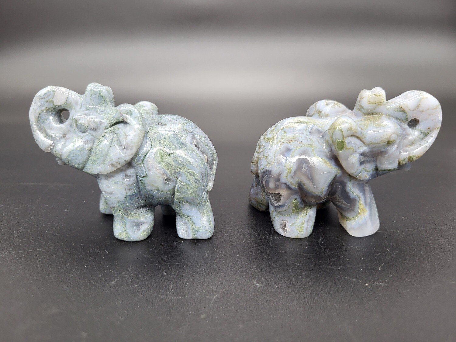 MOSS AGATE ELEPHANTS