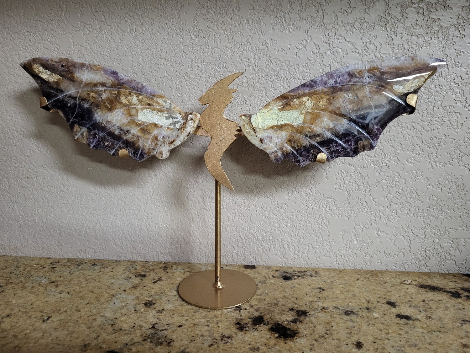 DRAGON WINGS WITH STAND - AMETHYST IN MATRIX