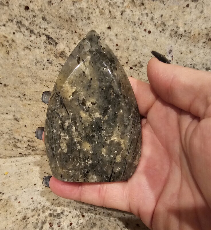 PREHNITE WITH EPIDOTE FLAME