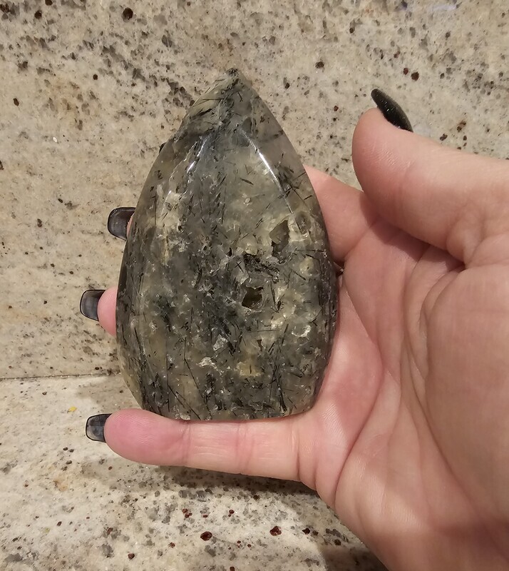 PREHNITE WITH EPIDOTE FLAME