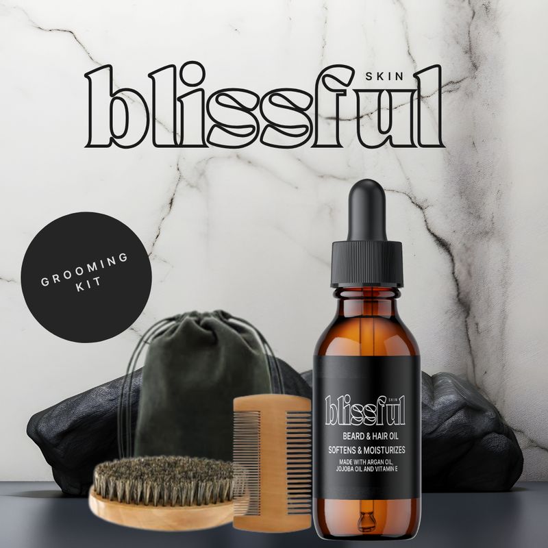 Blissful Skin Beard &amp; Hair Oil Grooming Kit