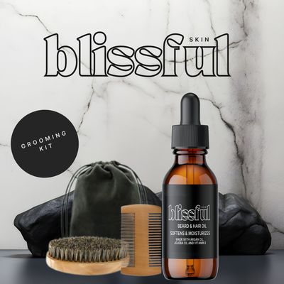 Blissful Skin Beard &amp; Hair Oil Grooming Kit