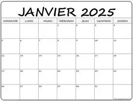 calendrier de janvier 2025 pour illustrer la prestation de voyance par mail mensuelle