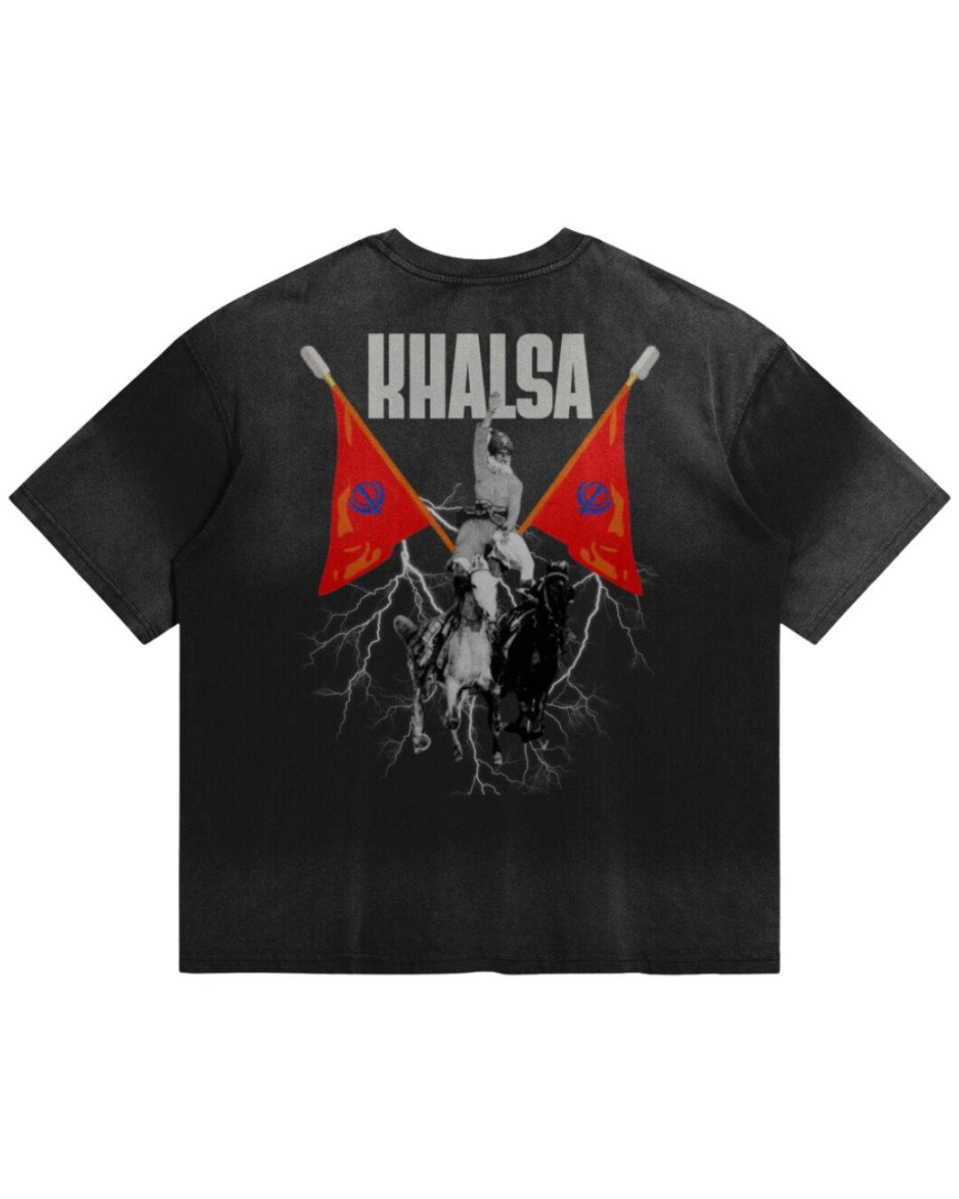 Khalsa Valour Smoky Black Faded T-Shirt