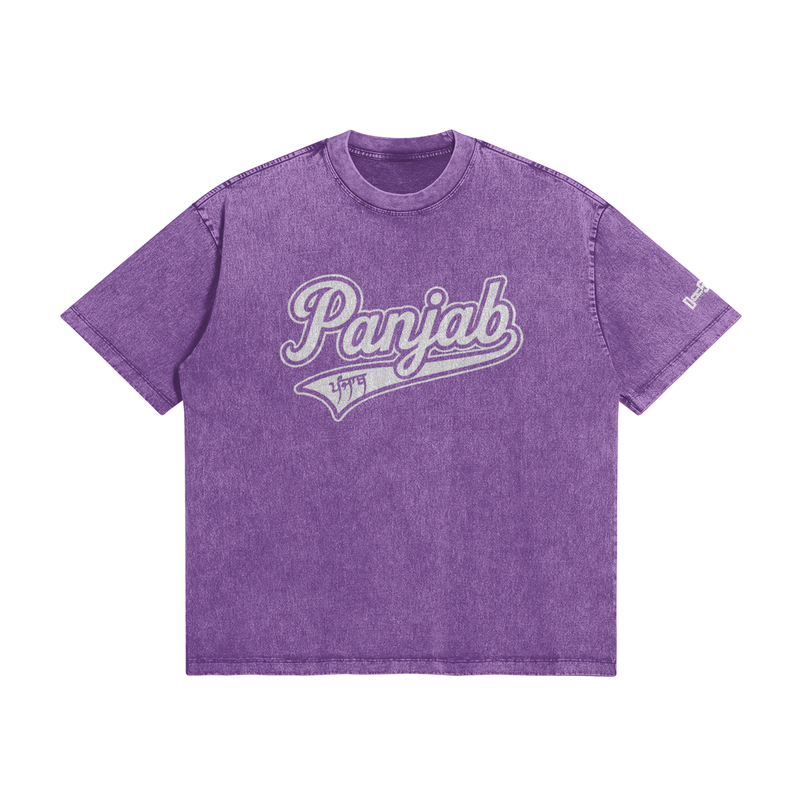 Varsity Panjab Boxy Fit Faded T-shirt White Logo