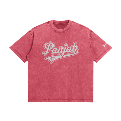Varsity Panjab Boxy Fit Faded T-shirt White Logo