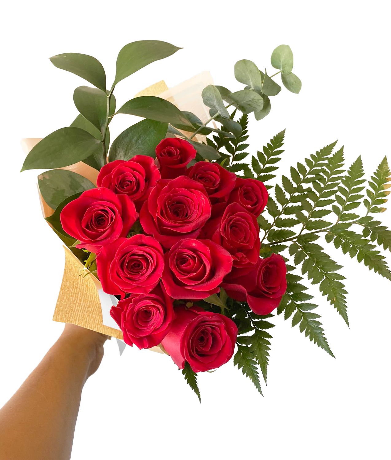 Ramo 12 rosas (poco follaje)