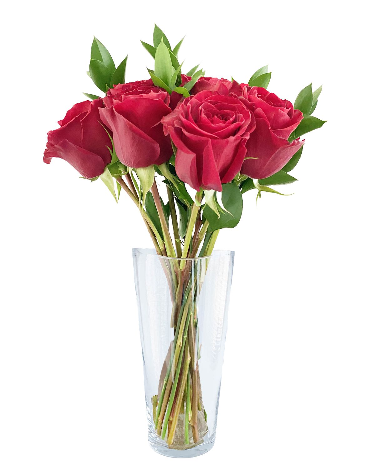 12 rosas en Jarrón de Vidrio