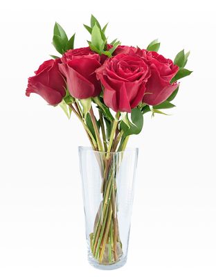 12 rosas en Jarrón de Vidrio